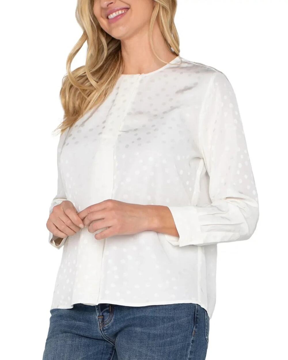 Liverpool Los Angeles Women White Viscose Woven Popover Relaxed Blouse Size XL
